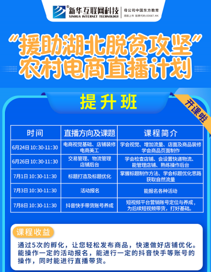 新華云課堂助力湖北脫貧攻堅 開展農(nóng)村電商免費(fèi)直播課