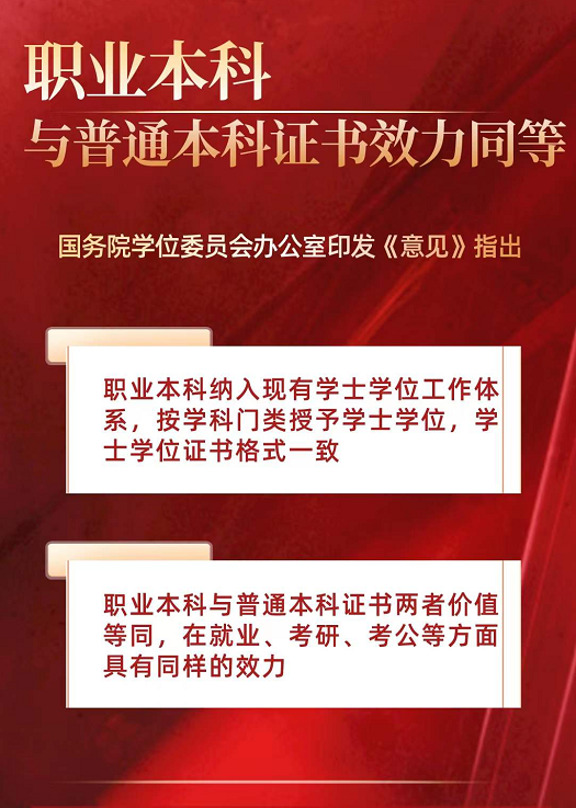 又一利好消息，教育部再發(fā)文：職業(yè)本科與普通本科證書效力同等！